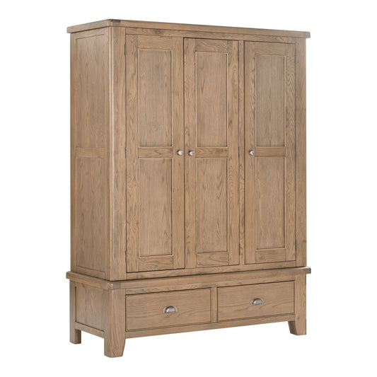 Chatsworth 3 Door Wardrobe – Oak - Comfort Furniture