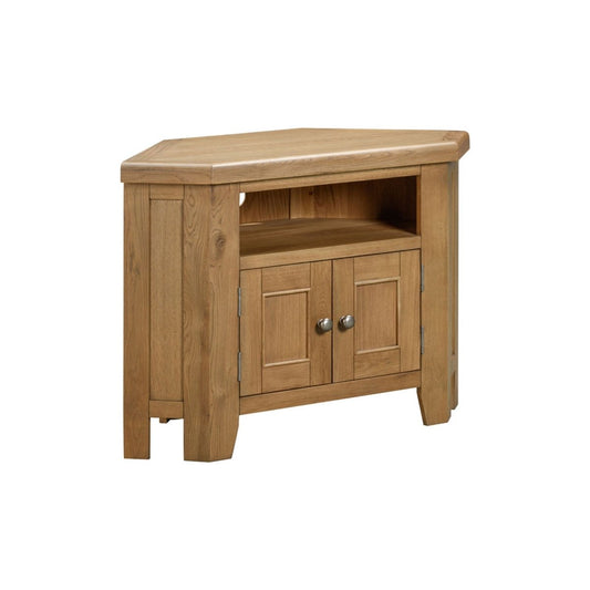 Chatsworth Corner TV Unit – Oak - Comfort Furniture