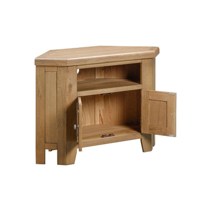 Chatsworth Corner TV Unit – Oak - Comfort Furniture