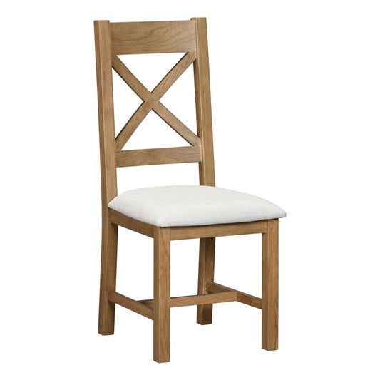 Chatsworth Cross Back Dining Chair – Oak - Comfort Furniture