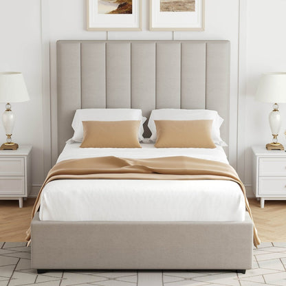 Clara 5' Upholstered Bed Frame – Beige Fabric - Comfort Furniture