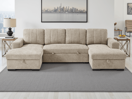 Como Sofabed Beige U Shape Corner - Comfort Furniture