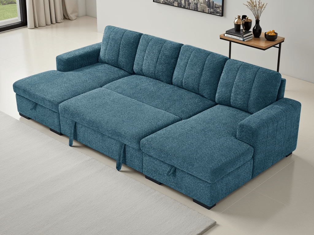 Como Sofabed Blue U Shape Corner - Comfort Furniture