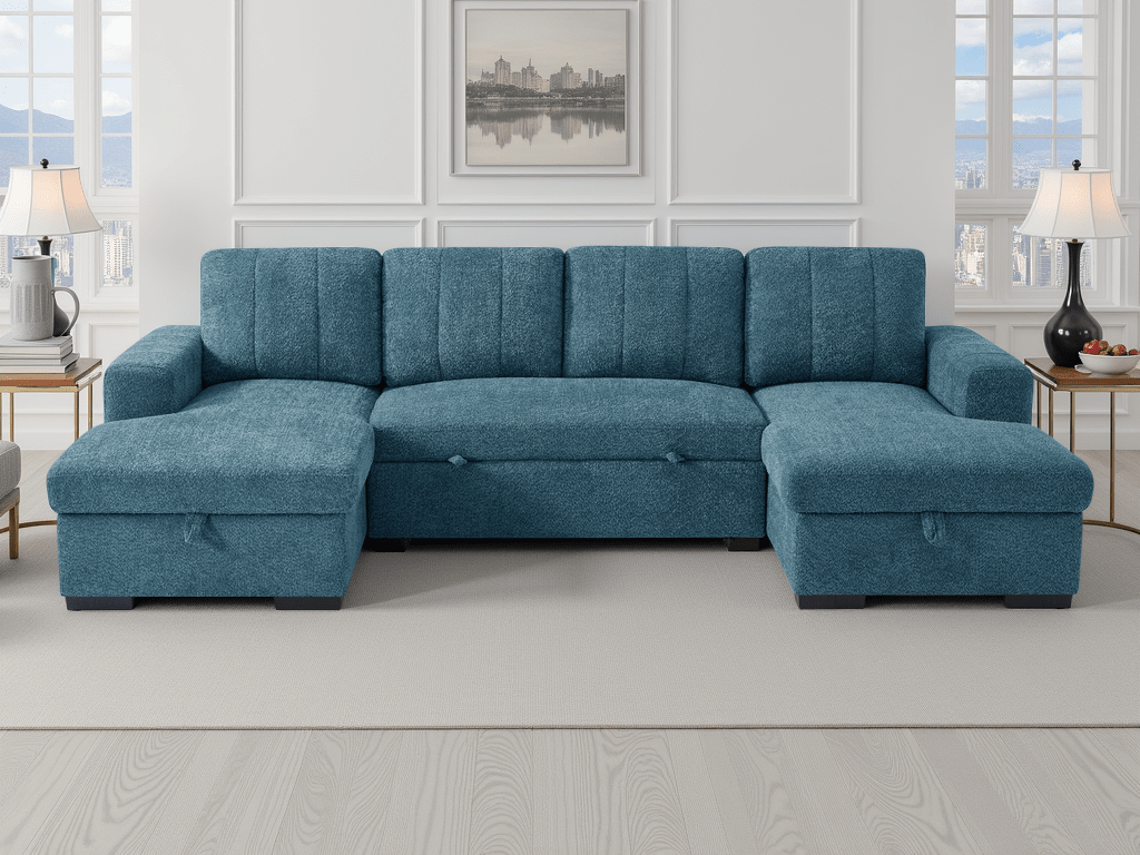 Como Sofabed Blue U Shape Corner - Comfort Furniture