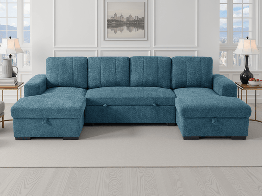 Como Sofabed Blue U Shape Corner - Comfort Furniture