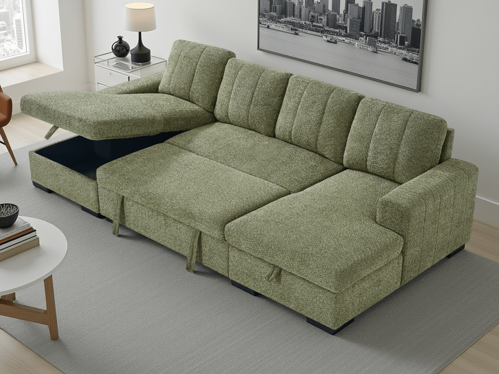 Como Sofabed Green U Shape Corner - Comfort Furniture