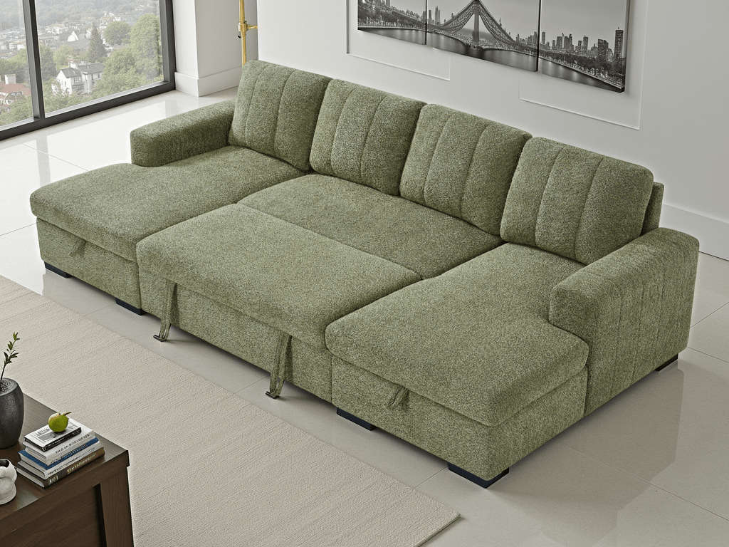 Como Sofabed Green U Shape Corner - Comfort Furniture