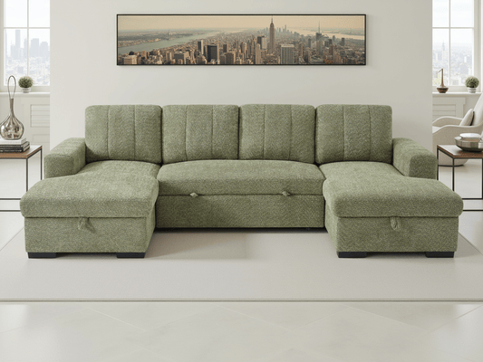 Como Sofabed Green U Shape Corner - Comfort Furniture