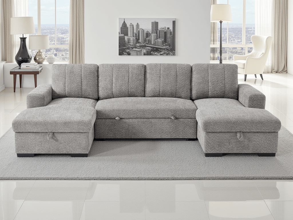 Como Sofabed Grey U Shape Corner - Comfort Furniture