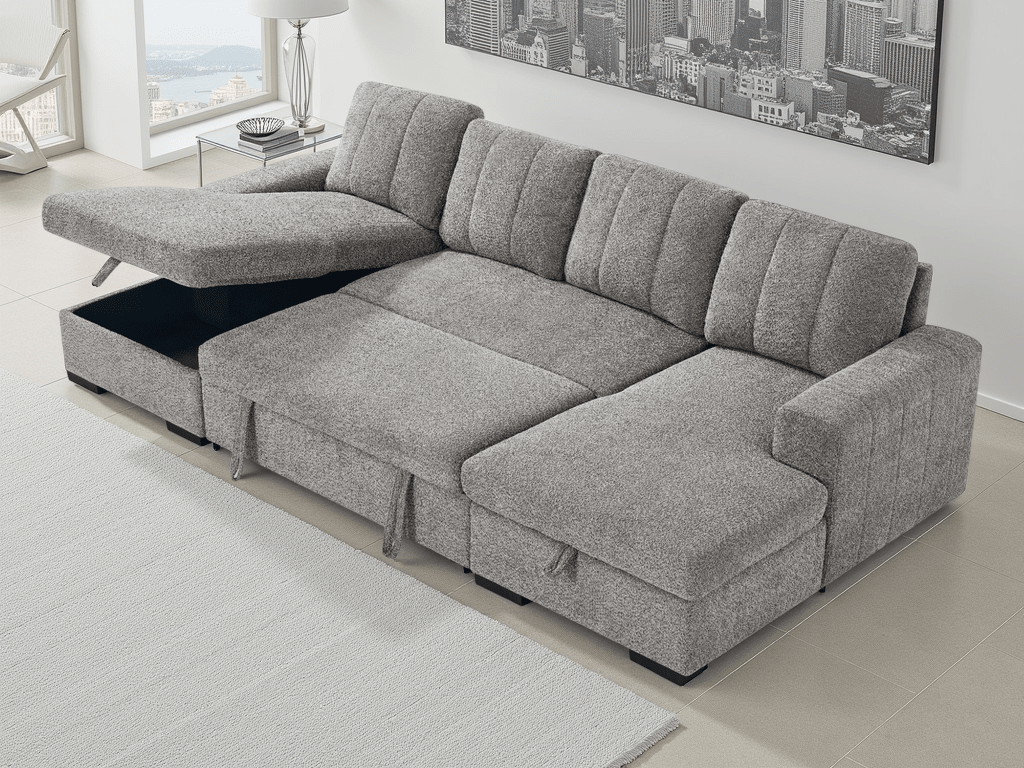 Como Sofabed Grey U Shape Corner - Comfort Furniture