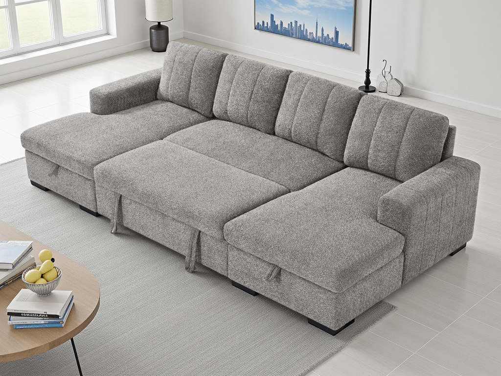 Como Sofabed Grey U Shape Corner - Comfort Furniture