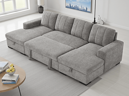 Como Sofabed Grey U Shape Corner - Comfort Furniture