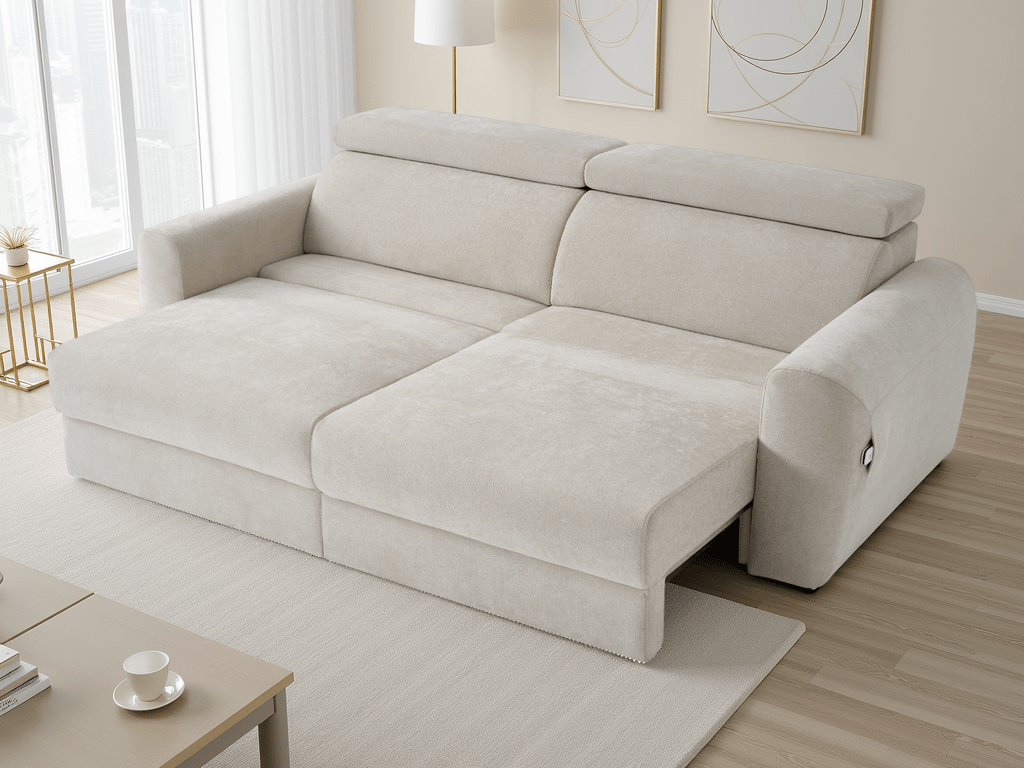 Dakota Electric Sofabed Beige 3 Seater - Comfort Furniture