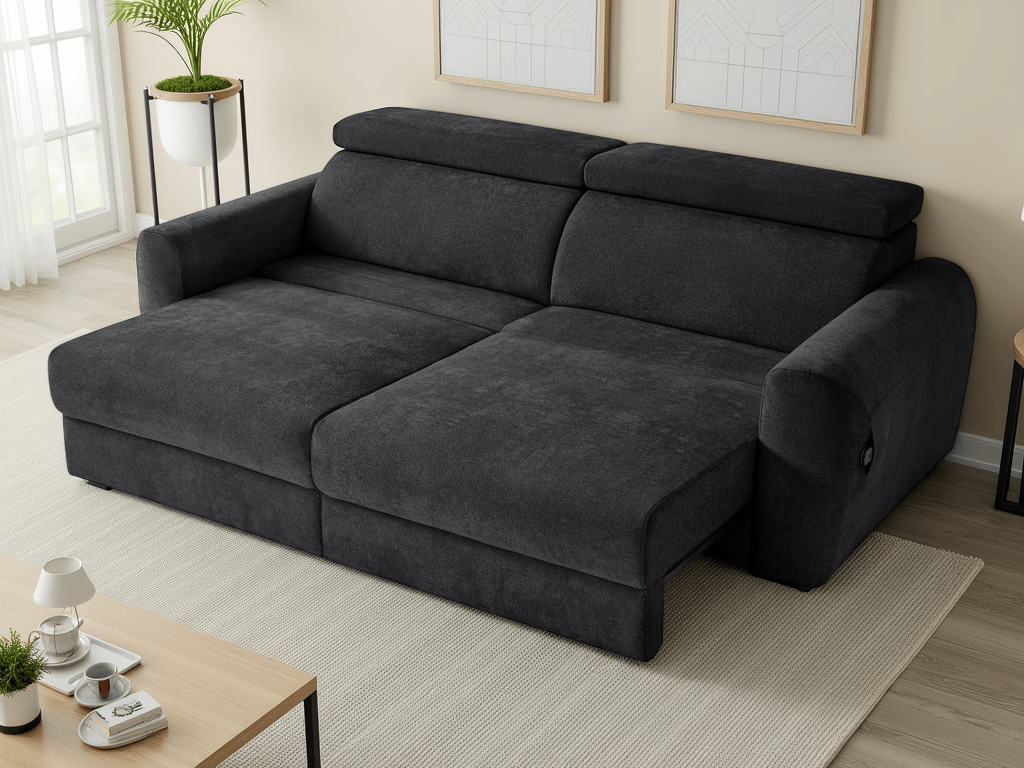 Dakota Electric Sofabed Black 3 Seater - Comfort Furniture