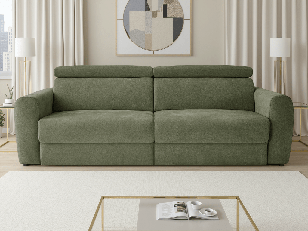 Dakota Electric Sofabed Green 3 Seater - Comfort Furniture