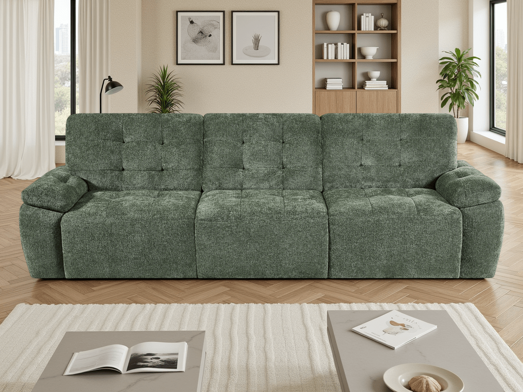Dallas Electric Sofabed Green 3 Seater - Comfort Furniture