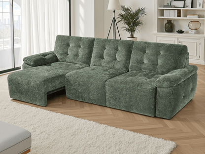 Dallas Electric Sofabed Green 3 Seater - Comfort Furniture