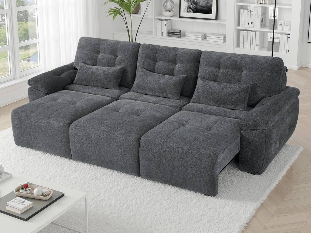 Dallas Electric Sofabed Grey 3 Seater - Comfort Furniture