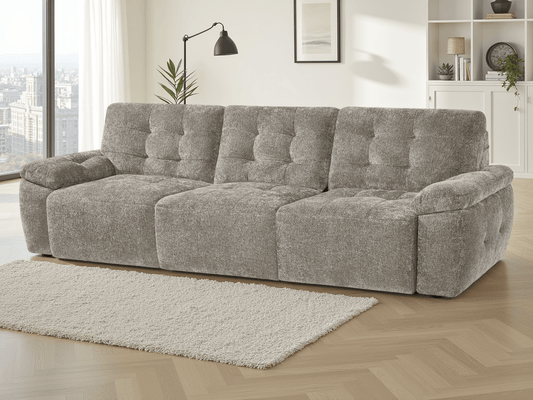 Dallas Electric Sofabed Mushroom 3 Seater - Comfort Furniture