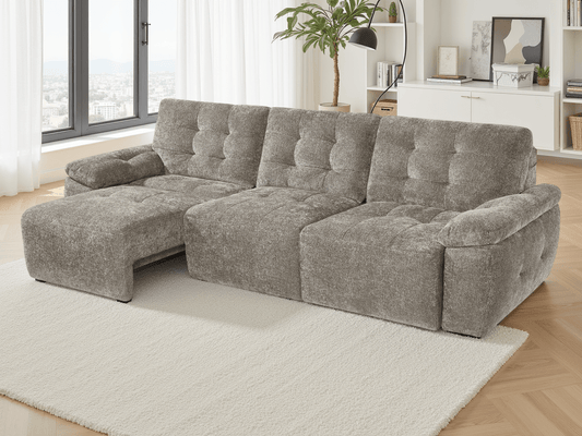 Dallas Electric Sofabed Mushroom 3 Seater - Comfort Furniture