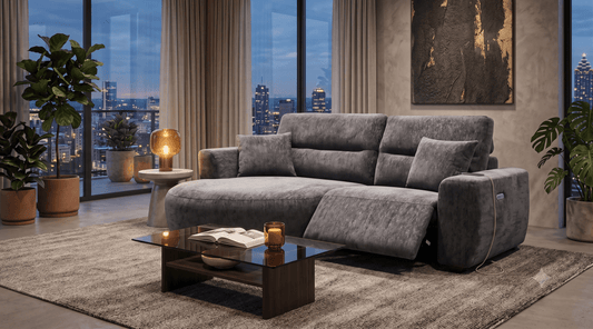 Denver Sofa Black Electric Recliner Left Hand - Comfort Furniture
