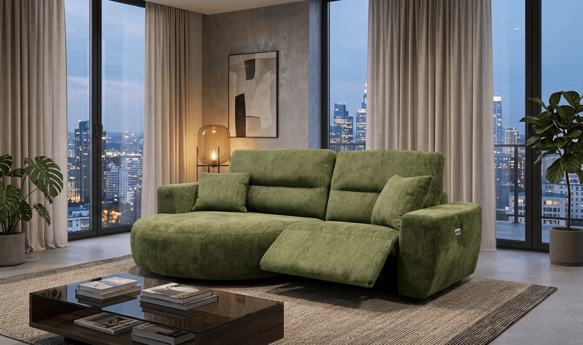 Denver Sofa Green Electric Recliner Left Hand - Comfort Furniture