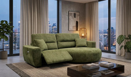 Denver Sofa Green Electric Recliner Right Hand - Comfort Furniture