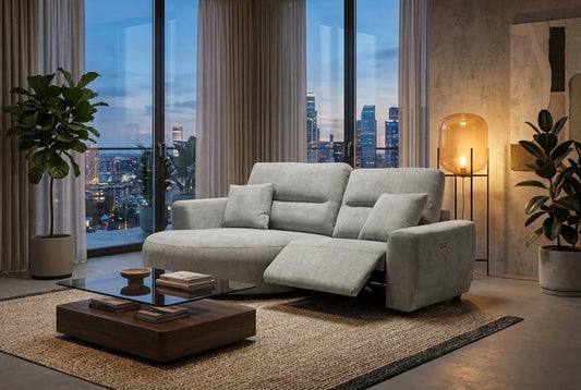 Denver Sofa Grey Electric Recliner Left Hand - Comfort Furniture