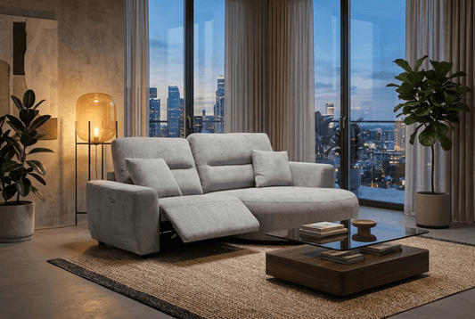 Denver Sofa Grey Electric Recliner Right Hand - Comfort Furniture