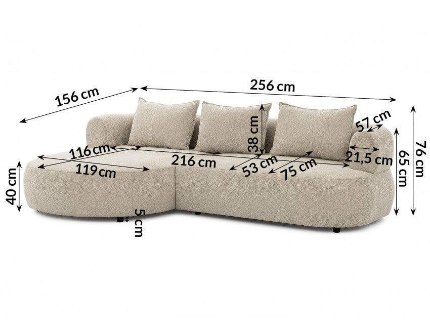 Ferro Beige Right Hand Corner Sofa - Comfort Furniture