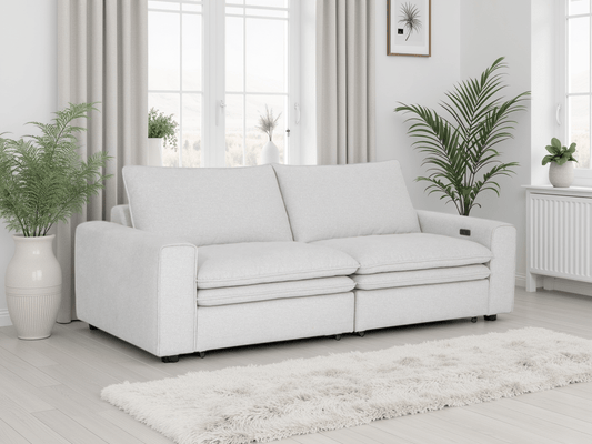 Florence Cloud Ivory Electric Sofa – Cloud Sofa in Ivory with Power Recline | Comfort Furniture