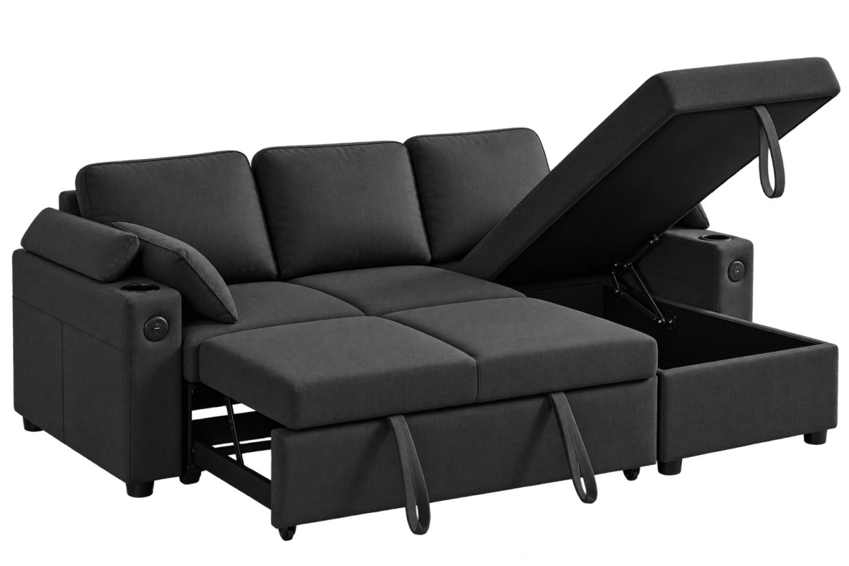 Francesca Corner Sofa, usb, storage, cupholders - Comfort Furniture