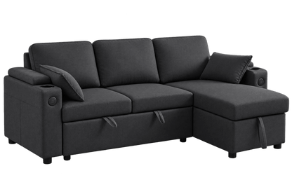 Francesca Corner Sofa, usb, storage, cupholders - Comfort Furniture