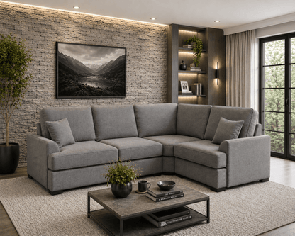 Funk Corner Sofa in Beige – L-Shape 255x185cm Compact Corner | Comfort Furniture