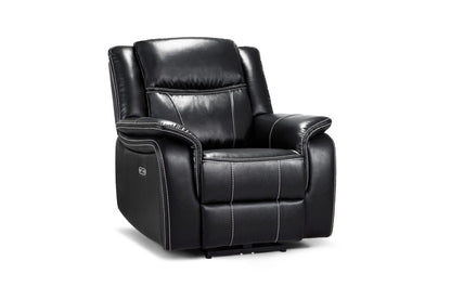 Galaxy Tech Electric Recliner Armchair Black Leather - Comfort Furniture