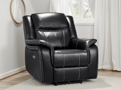 Galaxy Tech Electric Recliner Armchair Black Leather - Comfort Furniture