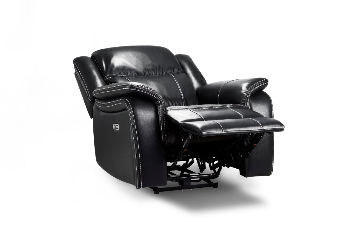 Galaxy Tech Electric Recliner Armchair Black Leather - Comfort Furniture