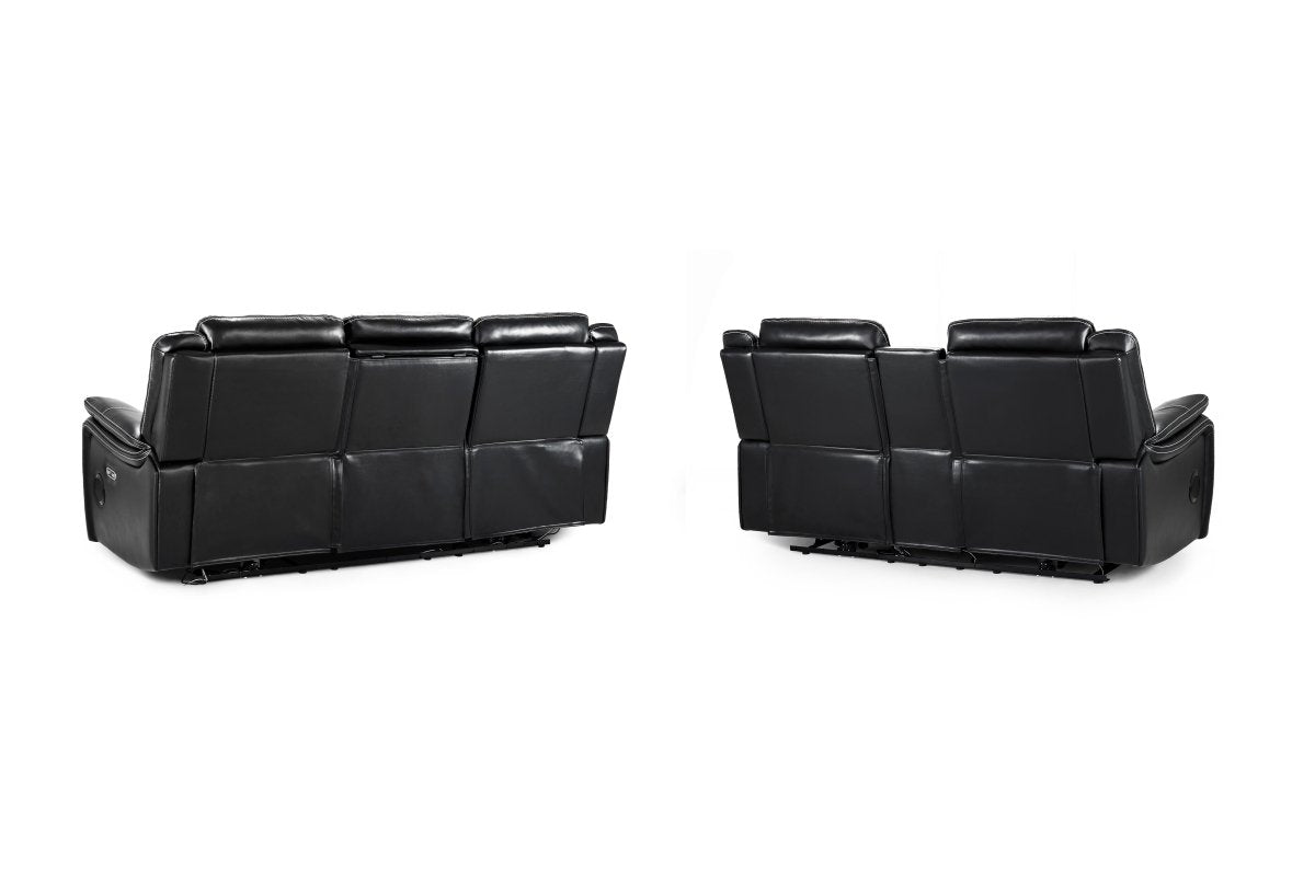 Galaxy Tech Electric Recliner Sofa Black 3+2 Set - Comfort Furniture