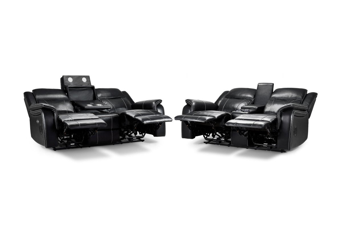 Galaxy Tech Electric Recliner Sofa Black 3+2 Set - Comfort Furniture