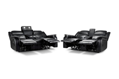 Galaxy Tech Electric Recliner Sofa Black 3+2 Set - Comfort Furniture