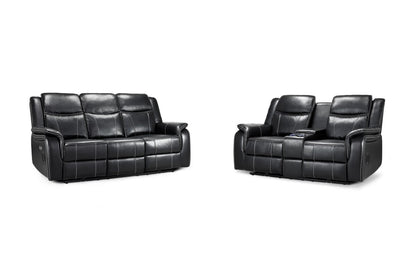 Galaxy Tech Electric Recliner Sofa Black 3+2 Set - Comfort Furniture