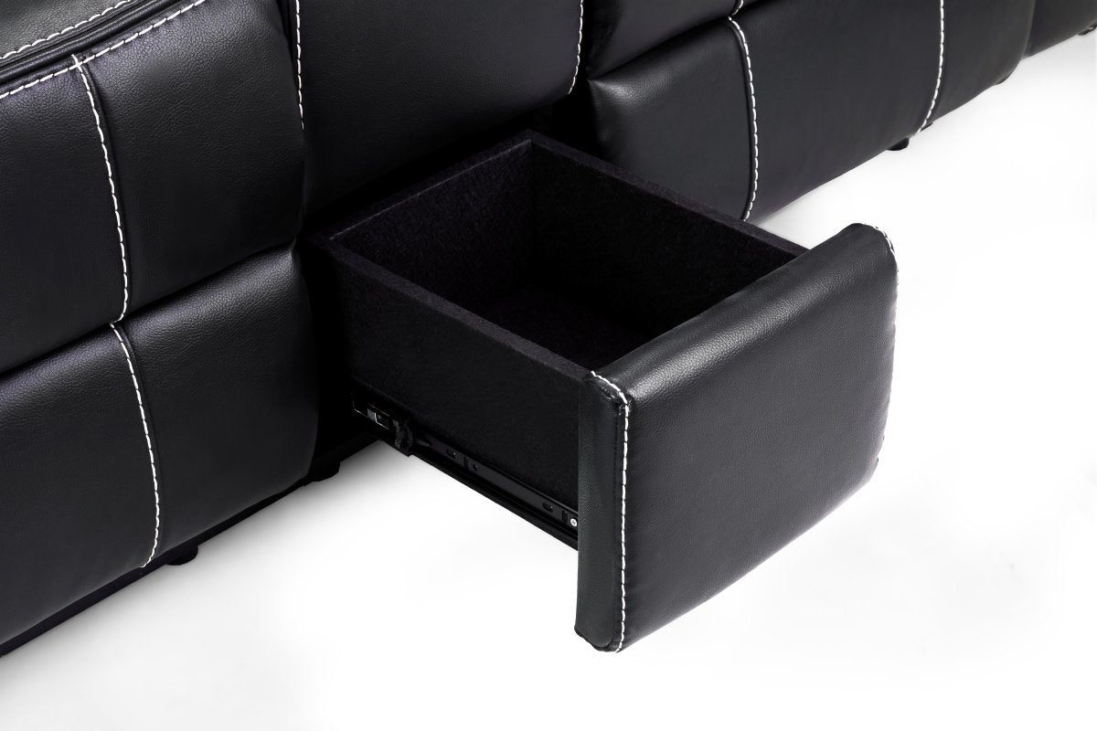 Galaxy Tech Electric Recliner Sofa Black 3+2+1 Set - Comfort Furniture