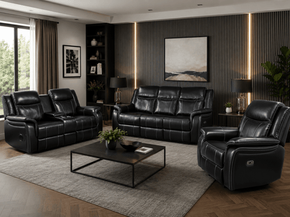 Galaxy Tech Electric Recliner Sofa Black 3+2+1 Set - Comfort Furniture