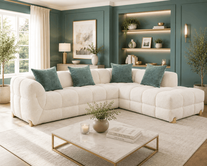 Genoa Corner Sofa in Beige – L-Shape Corner, Beige & Charcoal | Comfort Furniture