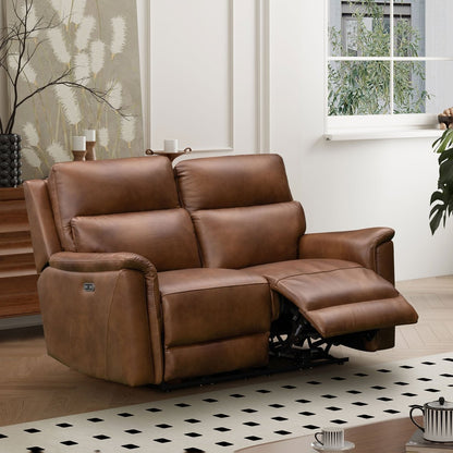 Glenbrook 2 Seater Power Recliner Sofa – Tan Leather - Comfort Furniture