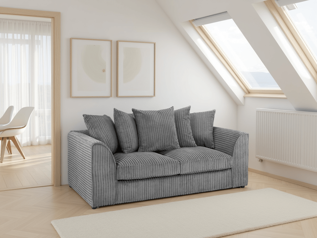 Harley Jumbo Sofa Grey 3 Seater - Comfort Furniture
