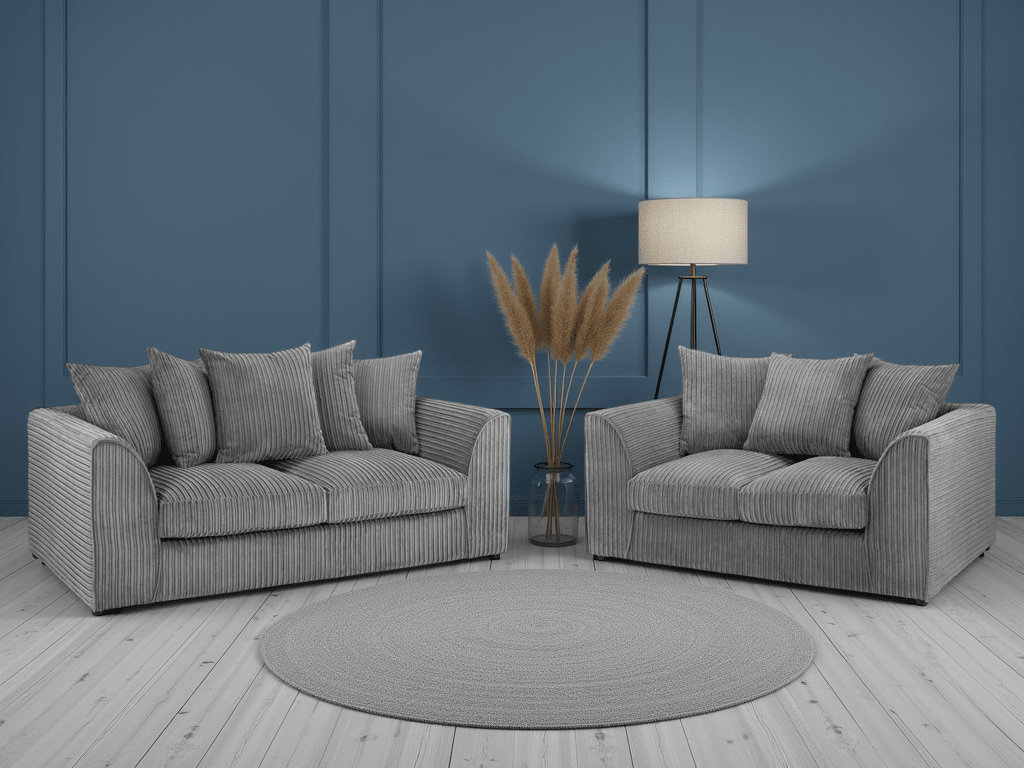 Harley Jumbo Sofa Grey 3+2 Set - Comfort Furniture