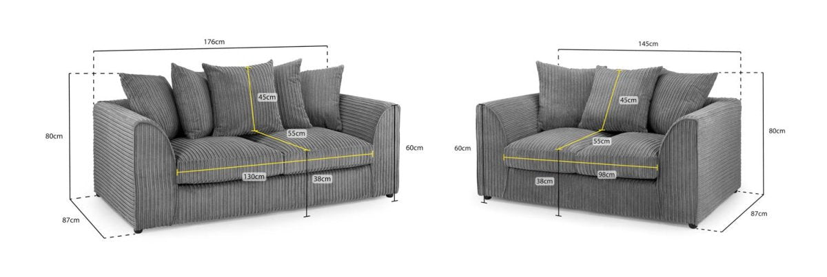 Harley Jumbo Sofa Grey 3+2 Set - Comfort Furniture