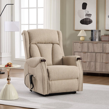 Hartfield Dual Motor Lift & Tilt Recliner – Beige Fabric - Comfort Furniture