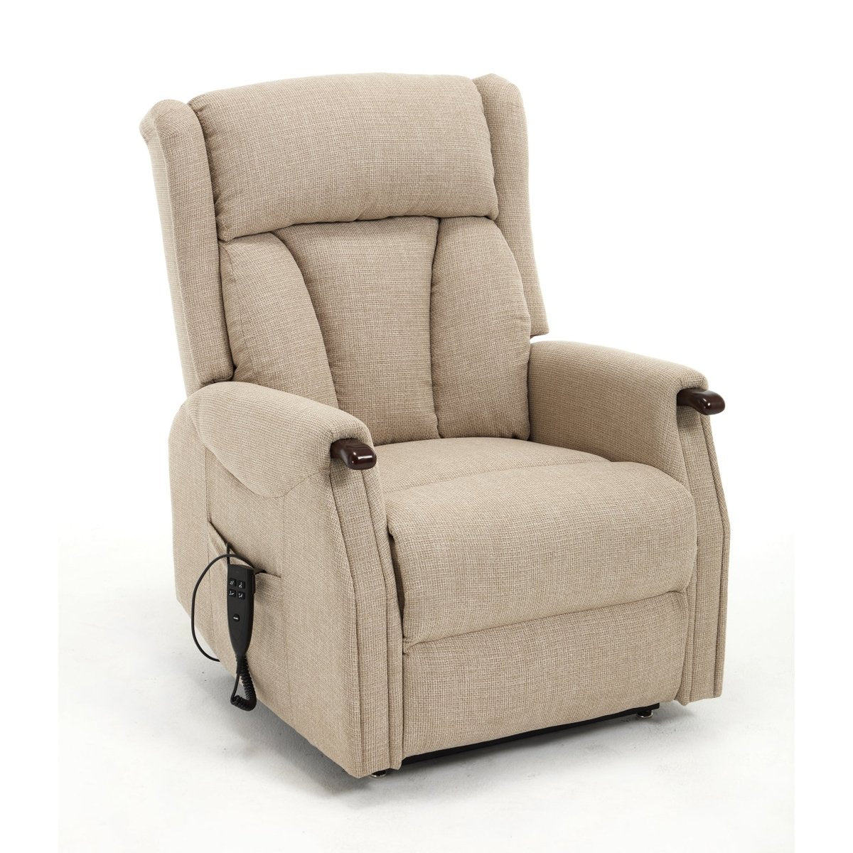Hartfield Dual Motor Lift & Tilt Recliner – Beige Fabric - Comfort Furniture